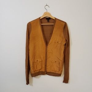 Vtg J Crew Camel Button Down Silk Blend Cardigan